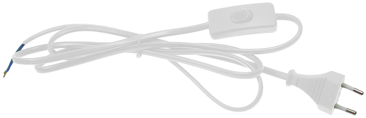 כבל 1.8 מ' כולל תקע ומפסק - לבן